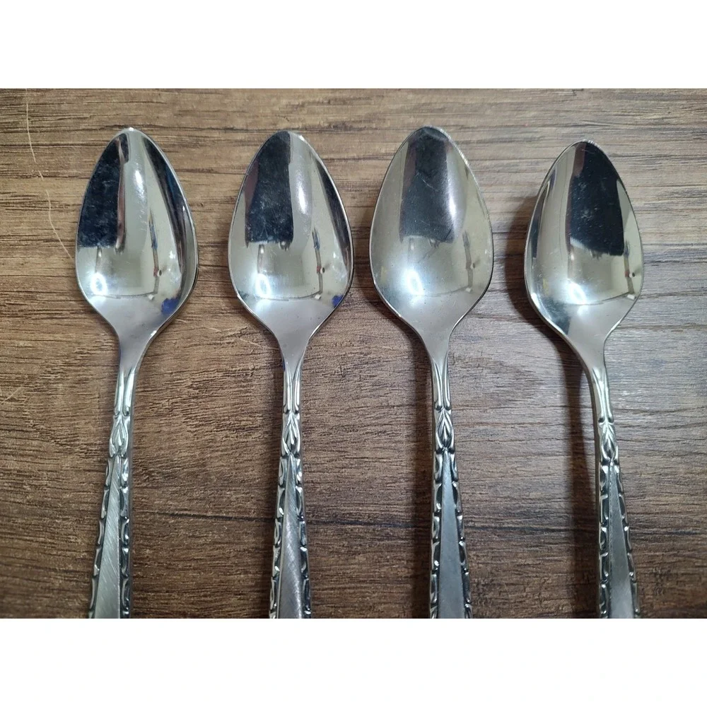 Oneida Community Venetia Stainless Flatware Iced Tea Spoons Lot Of 4
